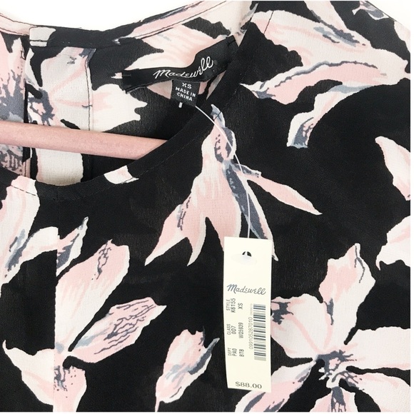 NWT Madewell Silk Button-Back Tie Tee in Winter Orchid Size XS - Picture 12 of 13